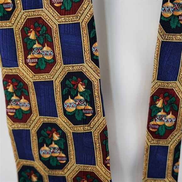 HALLMARK 1996 Yule TIE Greetings Christmas Ornaments Holiday Necktie USA Made - Picture 6 of 7